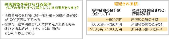 災害減免額を受けられる条件と、軽減される額