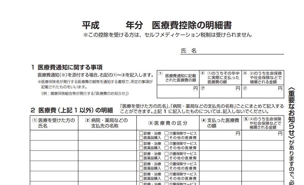 控除 書 費 医療 明細 川崎市：医療費の明細書