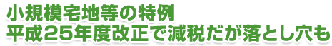 小規模宅地の特例　平成25年度改正で減税だが落とし穴も